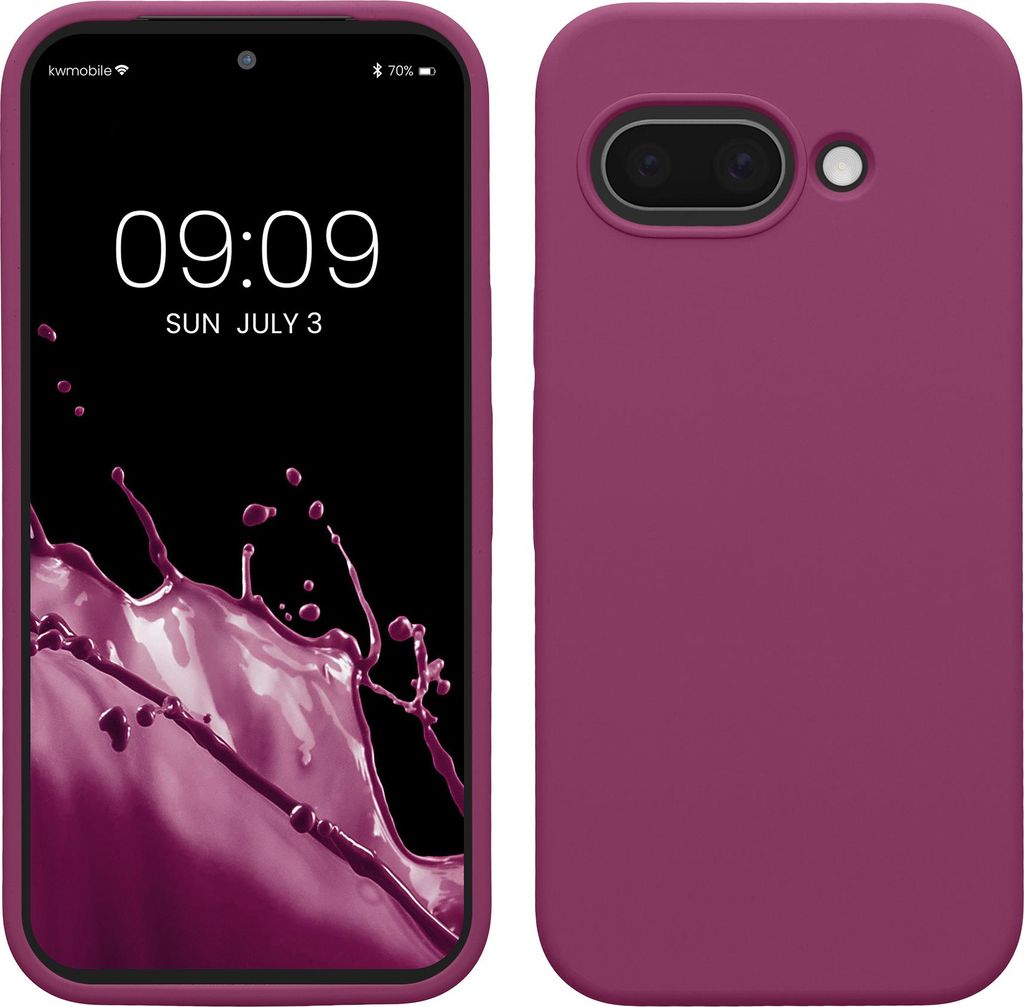 kwmobile Handyhülle für Google Pixel 9a Hülle, für Pixel 9a Case - Hülle Silikon - kabelloses Laden - Magenta Lila