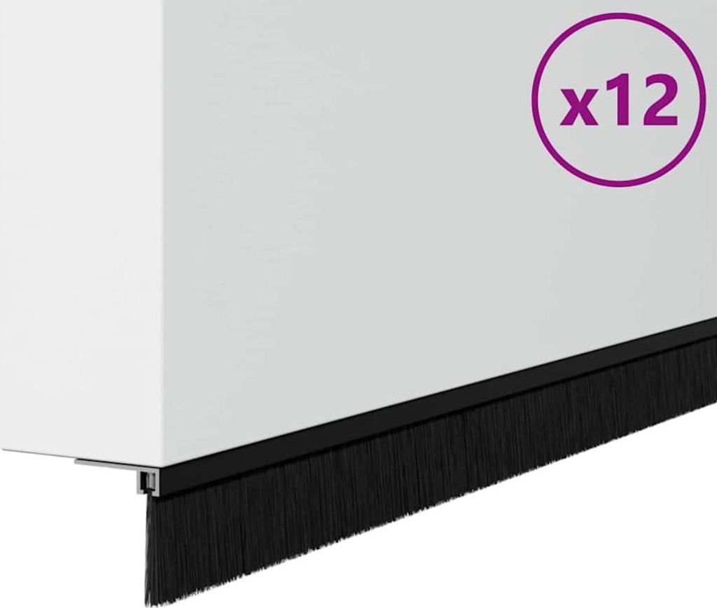 Aufsteck Türbürstendichtungen 12 pcs Schwarz 100 cm