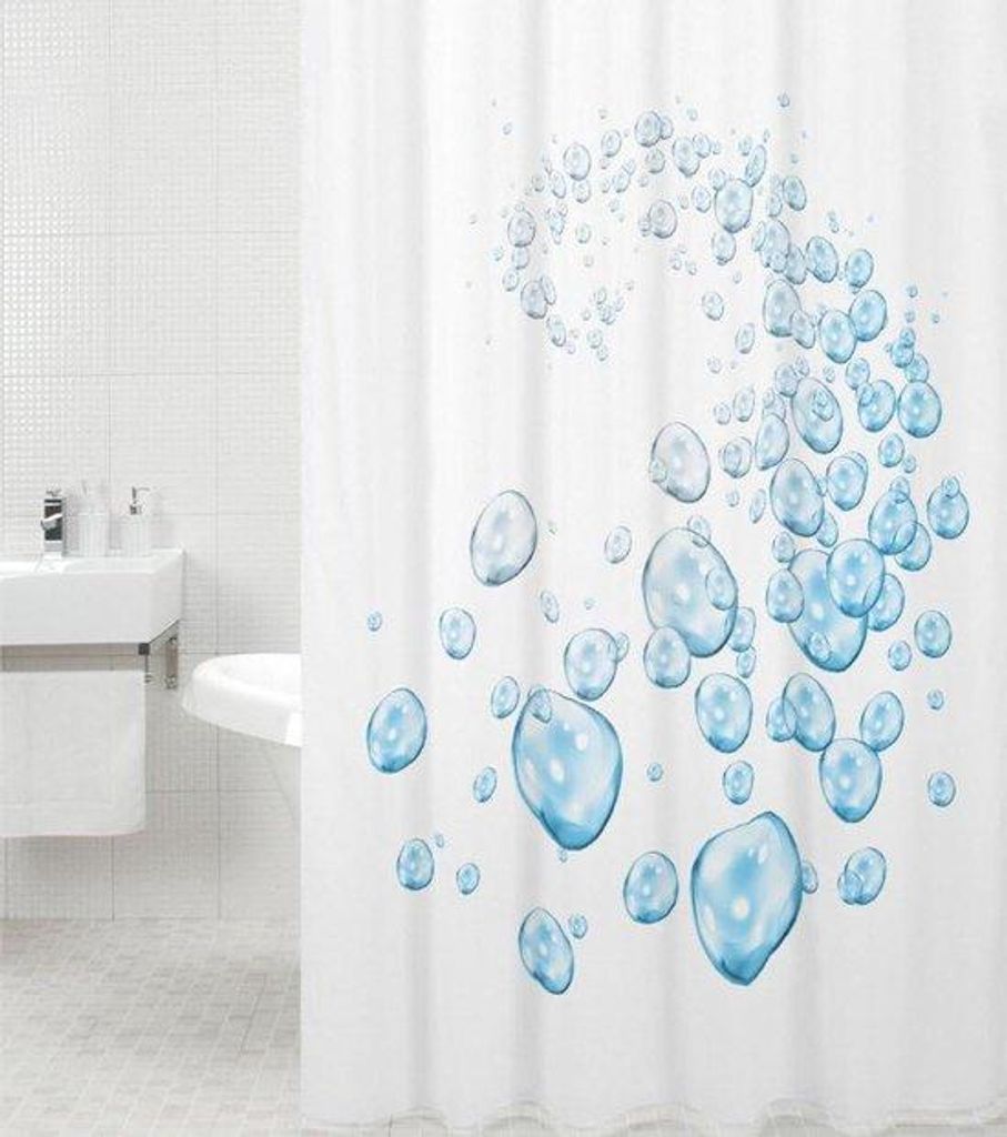 Blauwes Wasserbläsergitter Bad - Wasserabweisendes Badvorhang - Trockenes Badezimmer halten - Schimmelresistente Wirkung - 180 x 200 cm - Wasserbl...