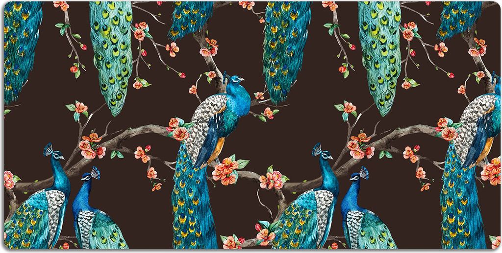 Schreibtischmatte Tischunterlage 90x45 cm Mauspad - Pfau