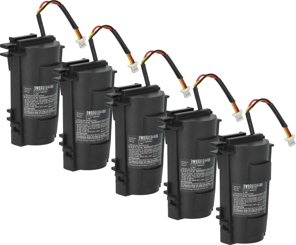 vhbw 5x Akku kompatibel mit Honeywell MS9535, BT9535 Barcodescanner POS (1400 mAh, 3,7 V, Li-Ion)