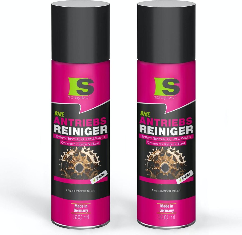 Spraytive 2x 300ml Antriebsreiniger Spray – Kettenreiniger für Fahrrad & E-Bike – entfernt Öl, Fett & Wachs – reinigt Kette, Ritzel & Antrieb