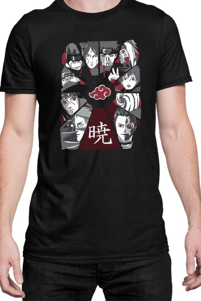 Herren T-Shirt Naruto Akatsuki Team Members 01, Man L / Schwarz