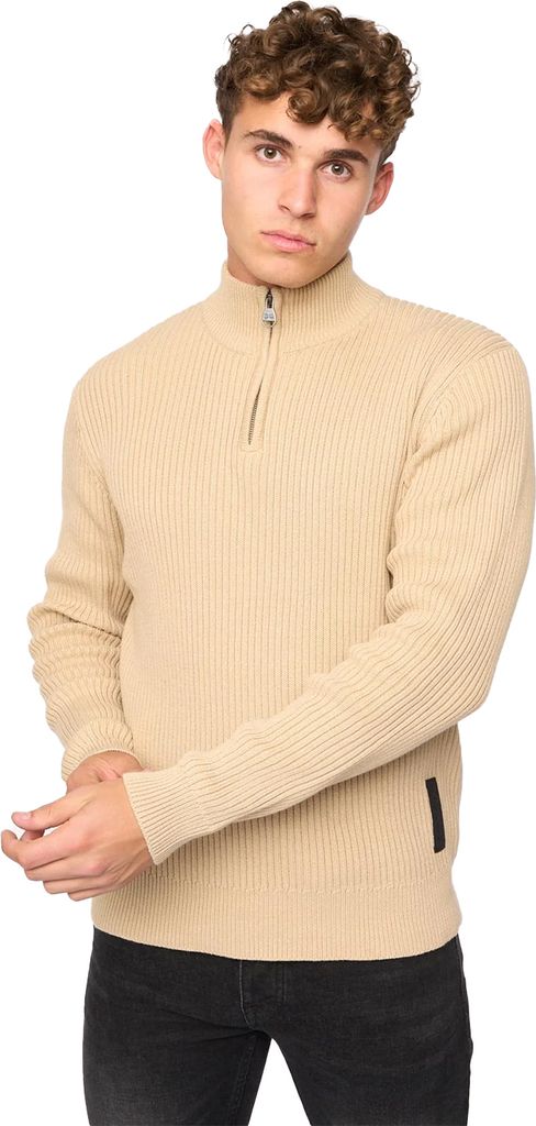 Crosshatch - "Havaline" Pullover mit kurzem Reißverschluss für Herren BG1892 (XL) (Weizen)