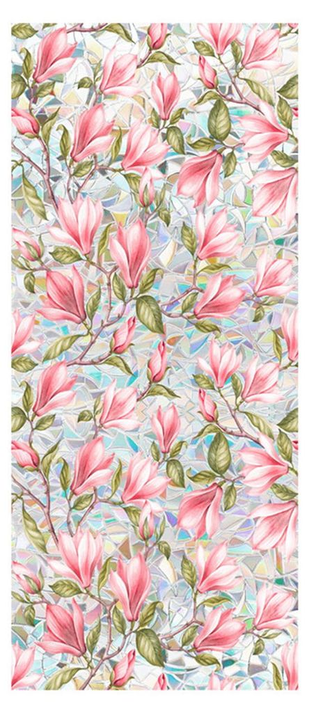 Fensterfolie mit Blumenmotiv, Lotus- und Prunkwindenmotiv, abnehmbarer, dekorativer Aufkleber mit statischer Aufladung, UV-Schutz, Sichtschutz für...
