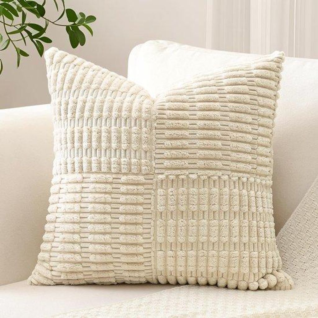 Unyqoos Elegante Kissenbezug aus Zartem Corduroy in Beige für Stilvolle Wohnzimmerdekoration