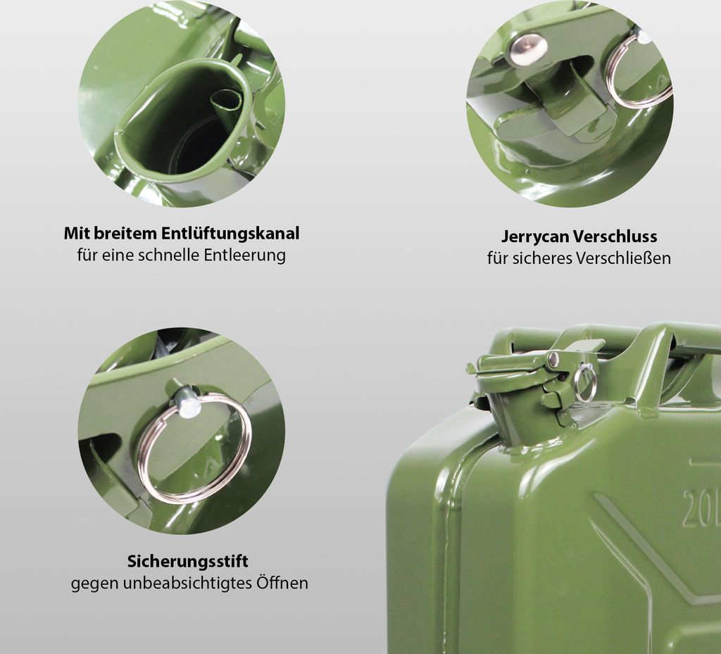2x Benzinkanister Kraftstoffkanister Metall 20 Liter Produktbild 4