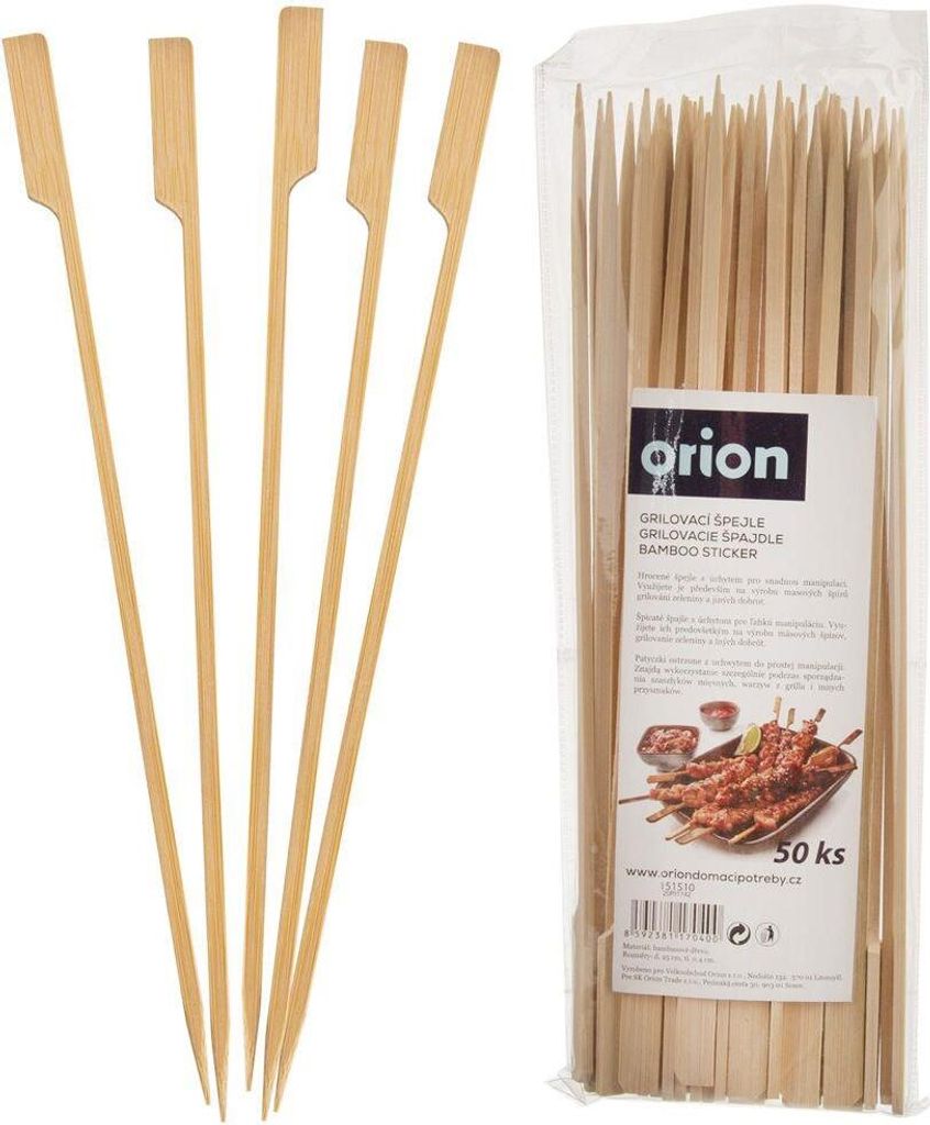 Orion Zahnstocher aus HOLZ Bambus-Spieße für Appetizer Vorspeisen Schaschliks 25 cm 50 Stück