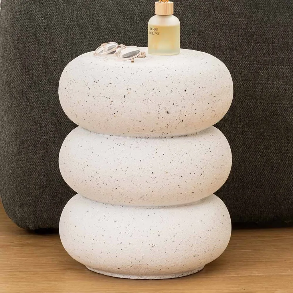 Eazy Living Table d'appoint Totem Maël Ø 35 cm Blanc en Terrazzo Chic