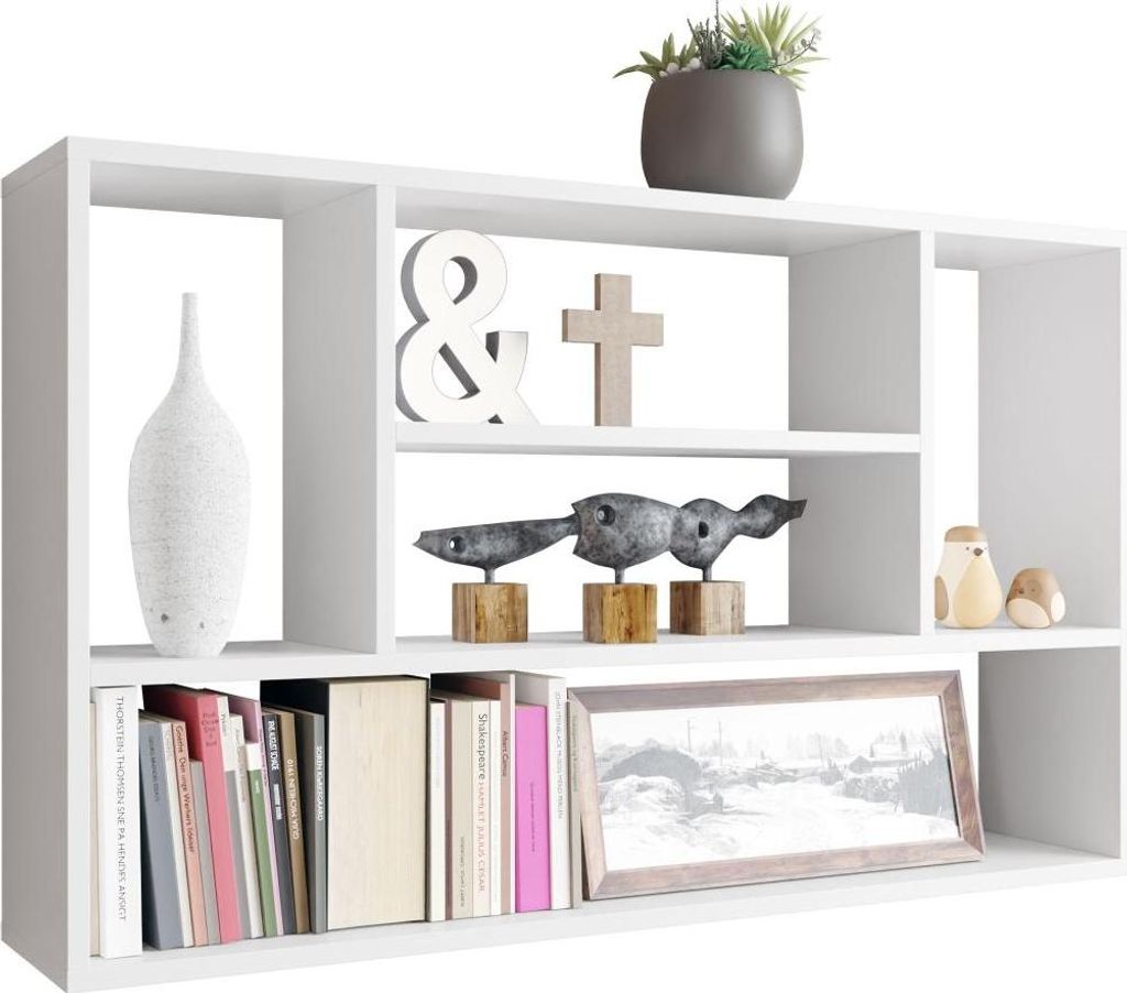 MIRJAN24 Hängeregal Papiko, Wandboard, Wandregal, Wohnzimmer Hängeschrank, Modern (Farbe: Weiß)