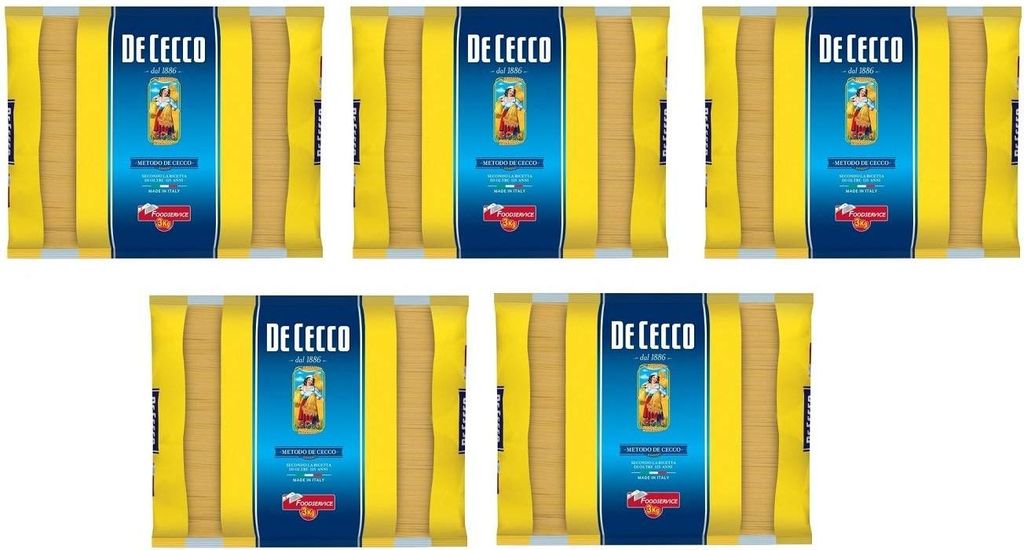 5x De Cecco Spaghettini Pasta di Semola di Grano Duro Hartweizengrieß Pasta 100% Italienische Pasta Längliche Pasta Packung mit 3Kg