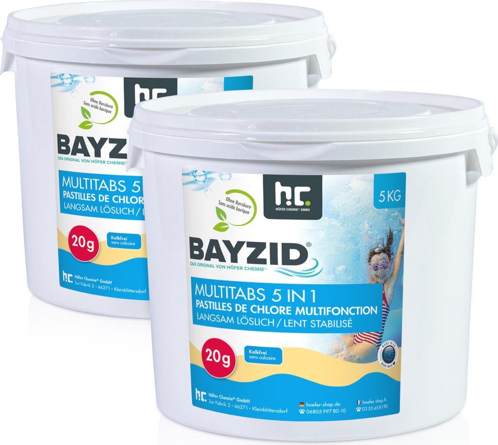 2x5 kg BAYZID Multitabs 20g 5in1 zur Dauerchlorung und stabile Wasserwerte