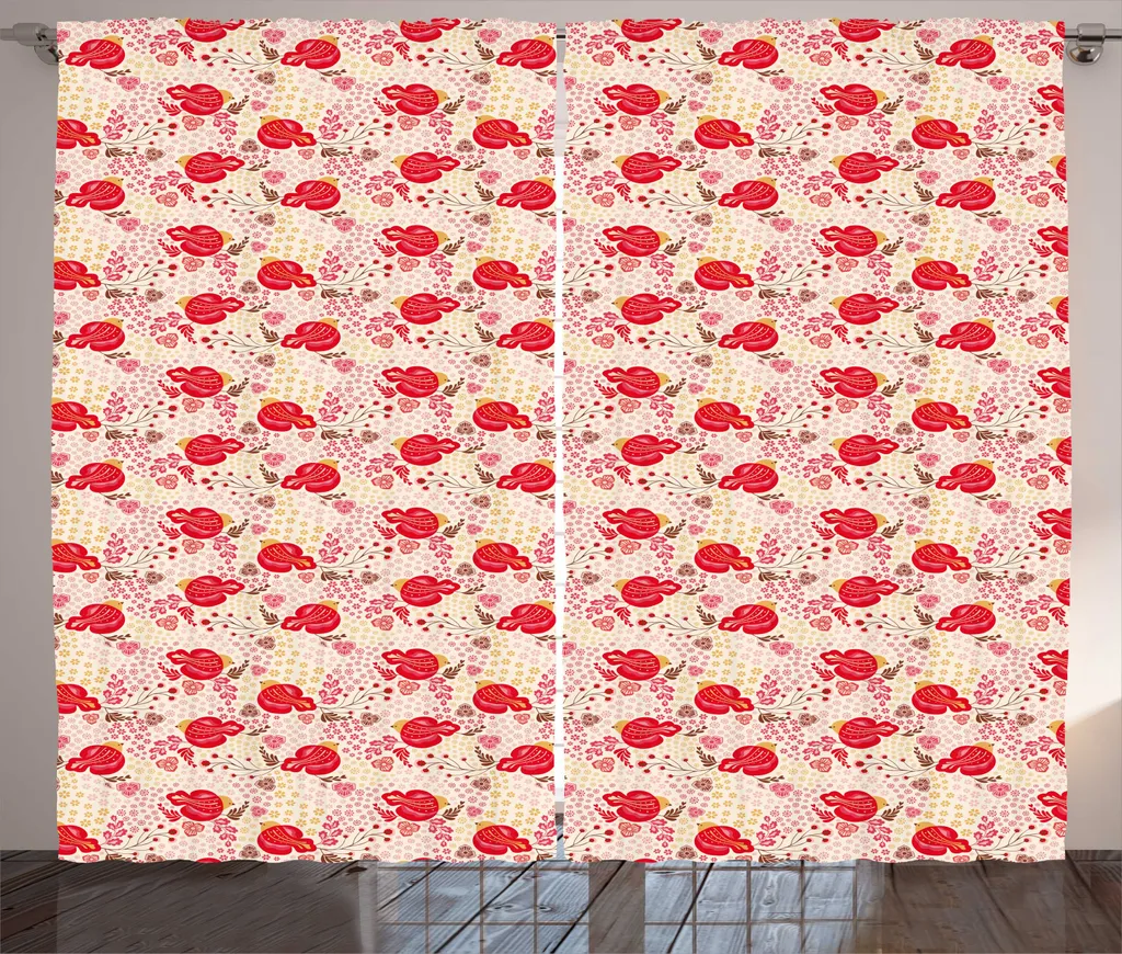 Rideau Anti-Vis-à-Vis Décoration Florale 280x225 cm avec Crochets Salon