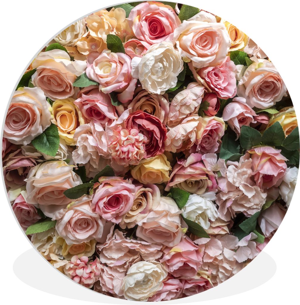 MuchoWow Rundes Wandbild - Runde Bilder Rosen - Farben - Wand Ø 30 cm Kreis Wanddekoration Kunststoff - Wandkreis - Wandschmuck - Schlafzimmer -...