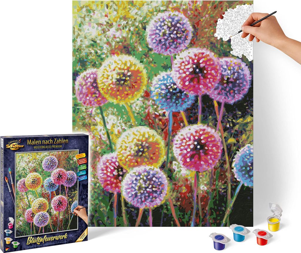 Schipper 609130872 Malen nach Zahlen - Blütenfeuerwerk - Bilder malen für Erwachsene, inklusive Pinsel und Acrylfarben, 40 x 50 cm