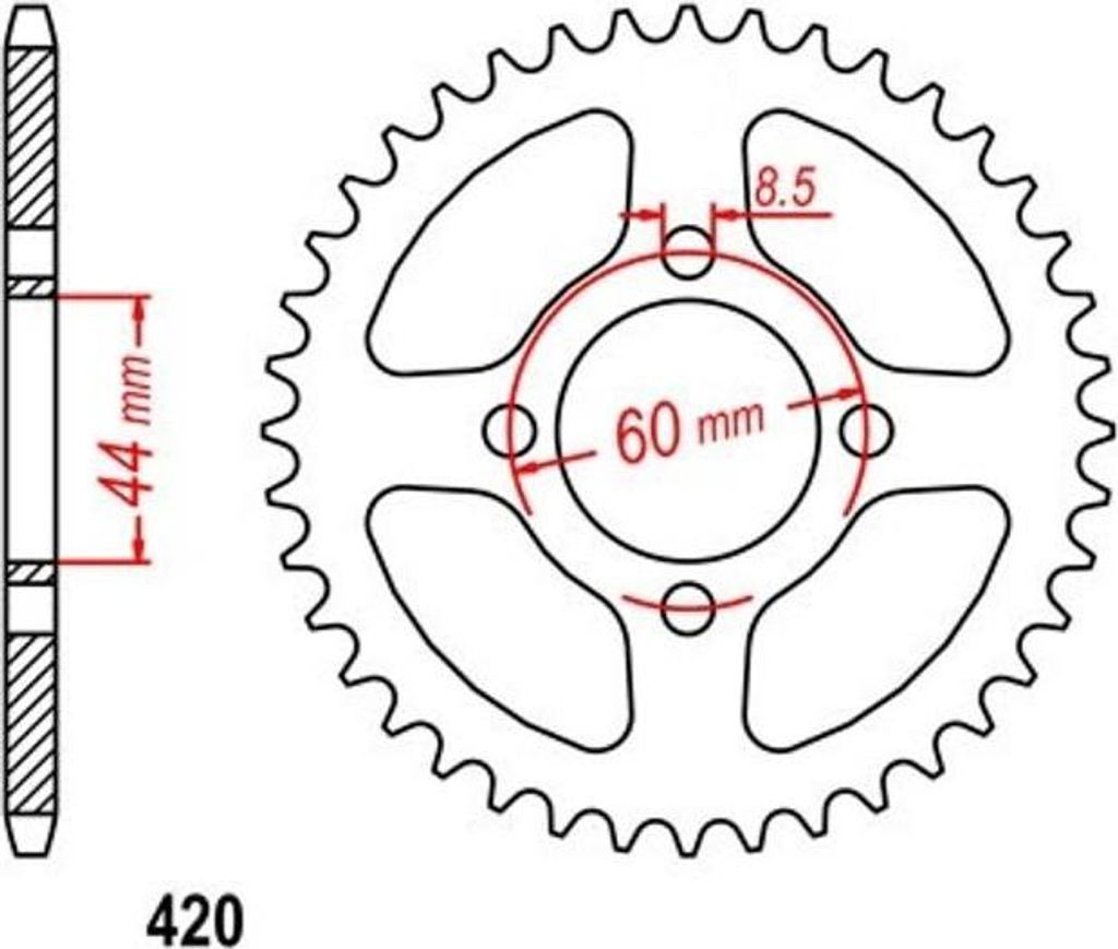 Kettenrad 52 Z Teilung 420 für YAMAHA DT FS-1 RD TY YSR 50 80 Rear sprock
