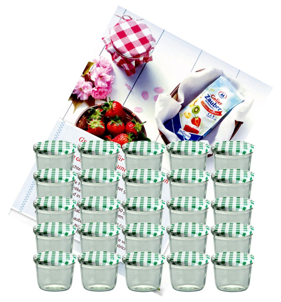 lot de 25 pots 230 ml To 82 à couvercle vert à carreaux Image du produit 