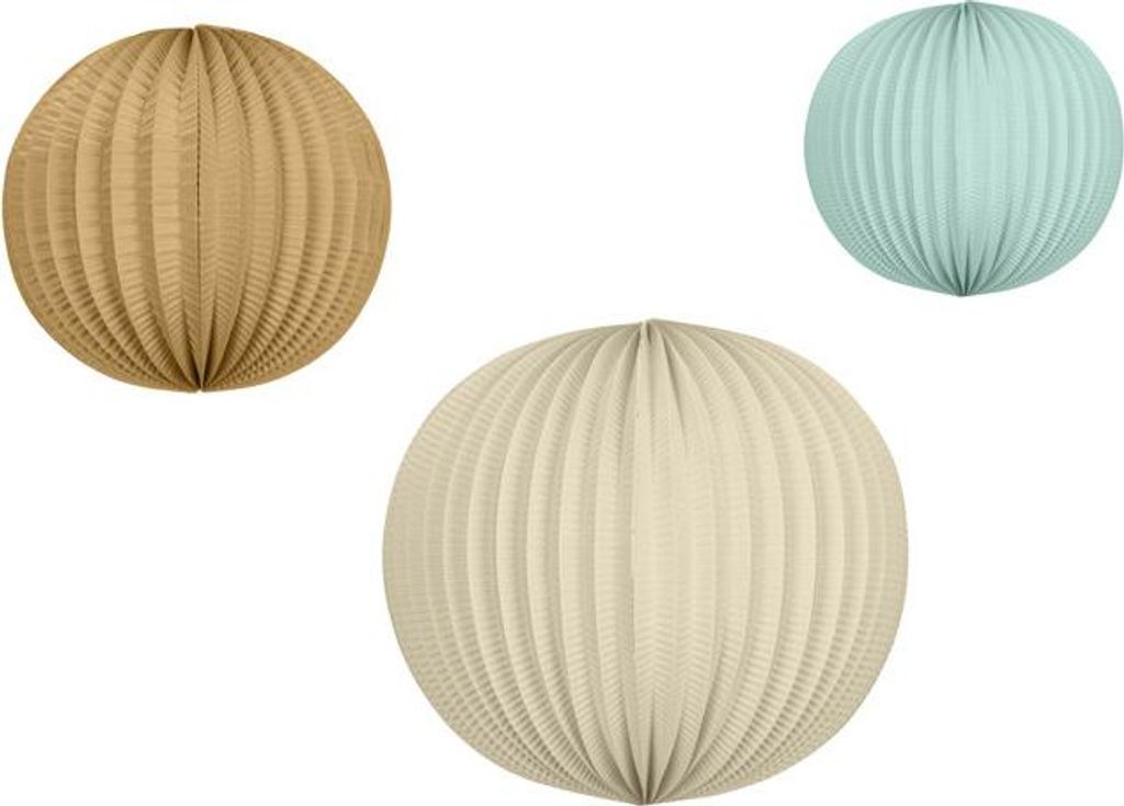 Lampion-Set Papier, blau, braun, creme (1 Packung / 3 Stk.)