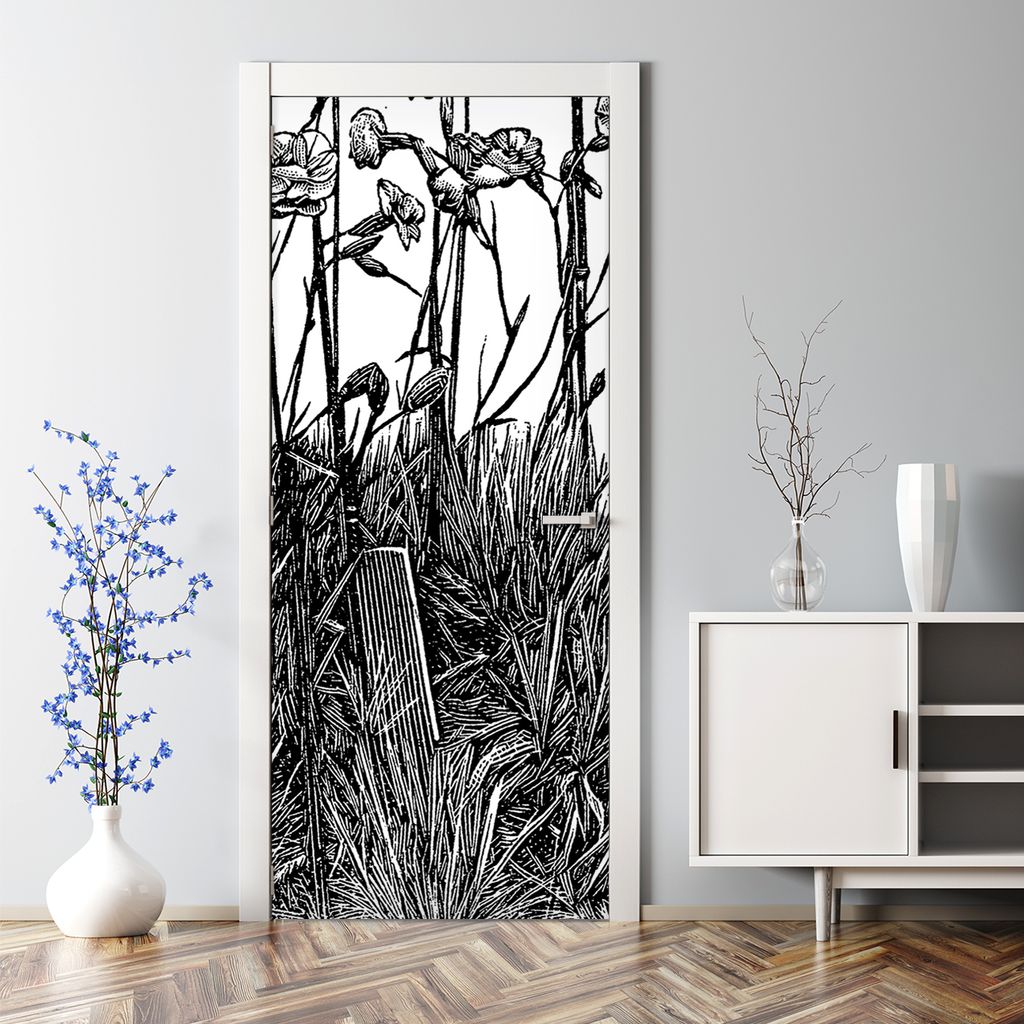 Dekorative Türposter Klebefolie selbstklebend Wandaufkleber Vintage Nelken 77 x 200 cm