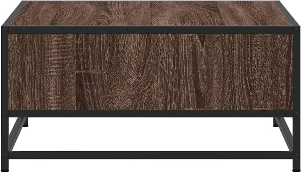 Table Basse Compacte pour Salon - Décor Chêne Brun et Pieds Métal - 6