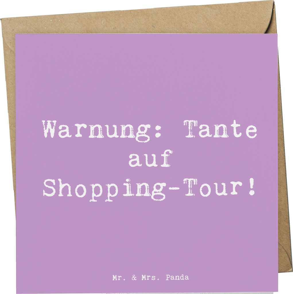 Mr. & Mrs. Panda Glückwunschkarte Spruch Tante Shopping - Lavendeltraum - Geschenk, Familie, anlasskarte, Einkaufen, Klappkarte, Neffe, faltkarte,...