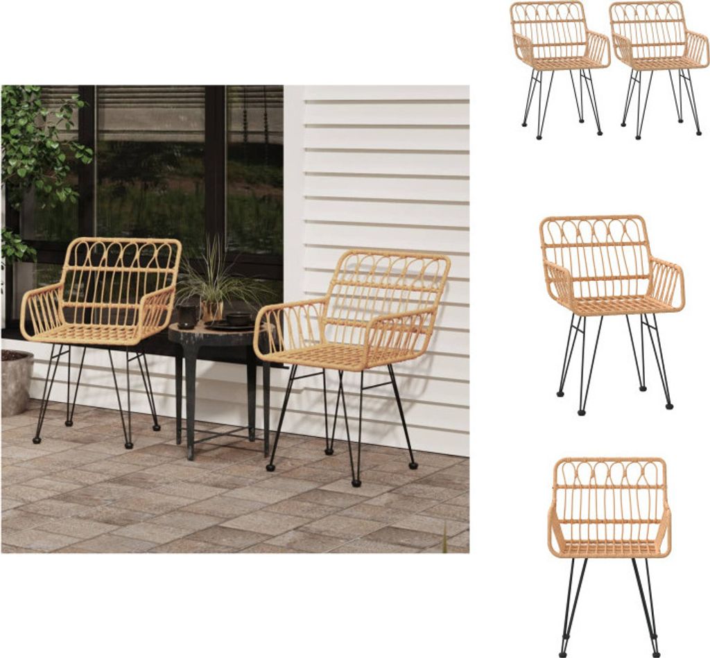 vidaXL Gartenstühle 2 Stk. mit Armlehnen 56x64x80 cm PE-Rattan - Gartenstühle