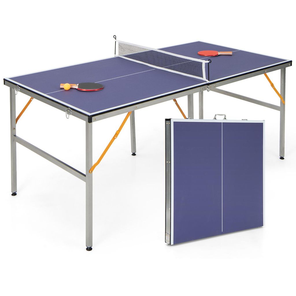 COSTWAY Tragbares Tischtennistisch-Set, platzsparender klappbarer Tischtennistisch mit Netz, 2 Schlägern, 3 Bällen Tischtennis-Spielset