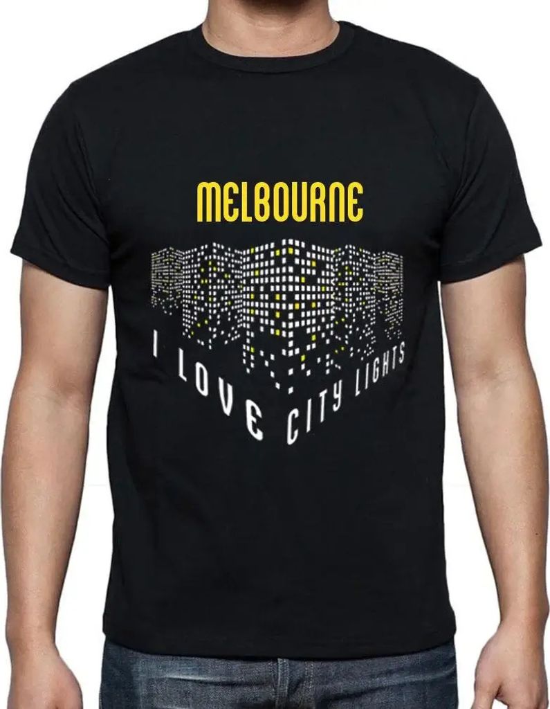 Herren Grafik T-Shirt Ich liebe die Lichter von Melbourne – I Love Melbourne Lights – Öko-Verantwortlich Vintage Jahrgang Kurzarm Lustige Druck
