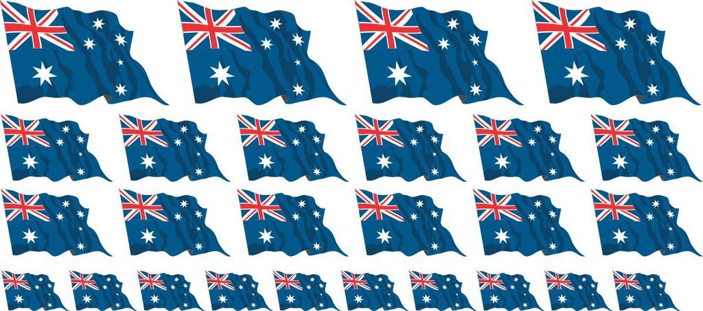 Mini Fahnen / Flaggen Set wehend - Pack wehend - 4x 51x31mm+ 12x 33x20mm + 10x 20x12mm- selbstklebender Aufkleber - Australien - Sticker fürs Bü...