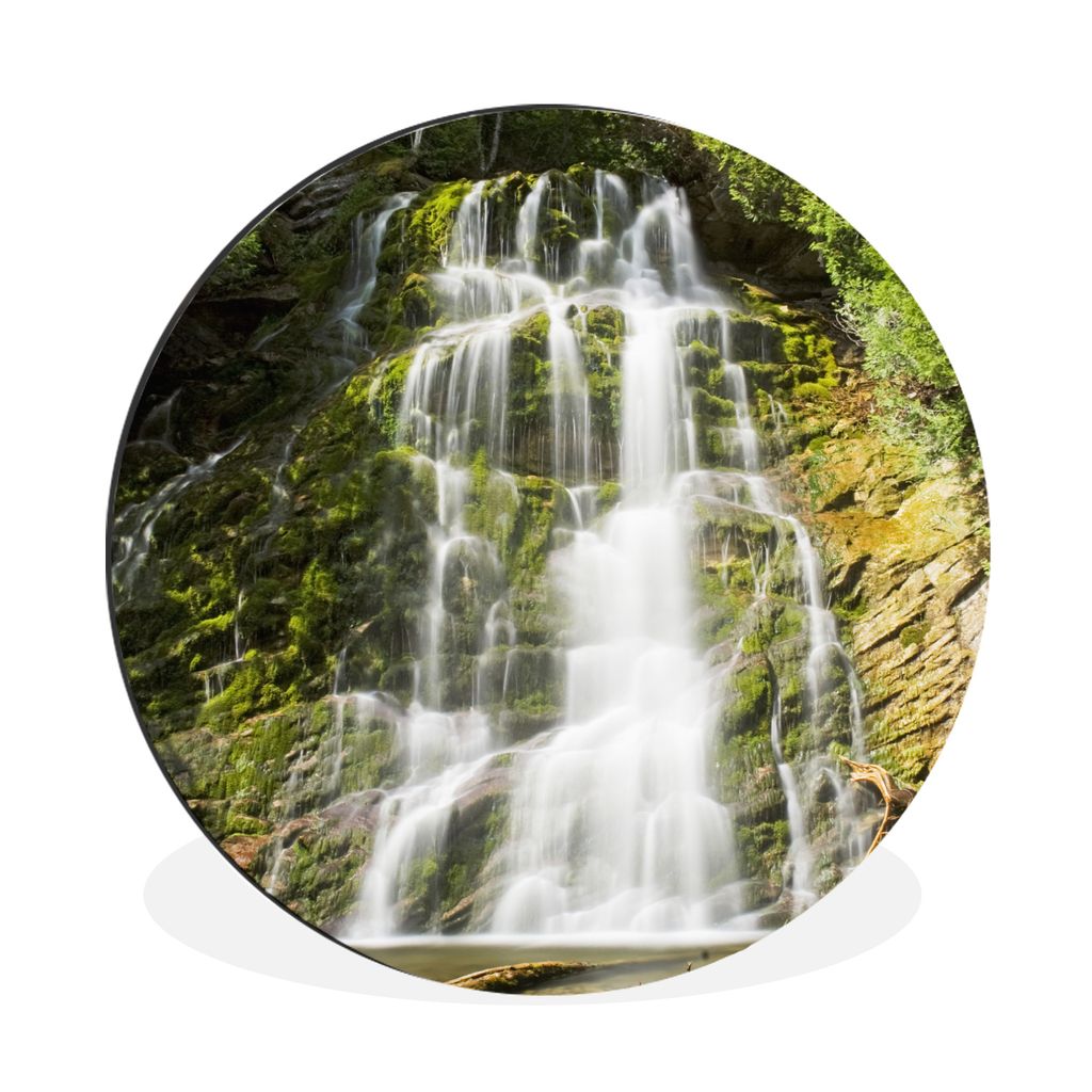 MuchoWow Aluminium Wandkreis Wasserfall im Forillon National Park in Kanada Ø 60 cm Wanddeko Modern Wohnzimmer - Wand Kreis - Wandbild - Schlafz...