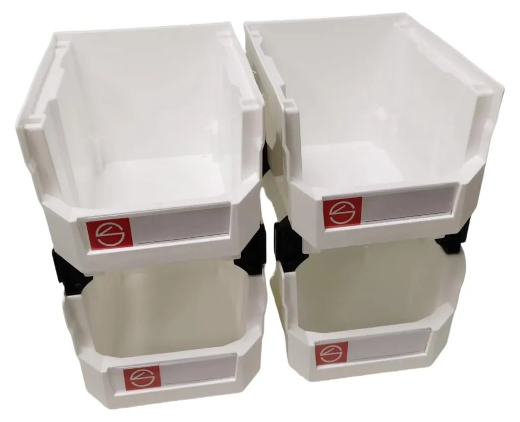4 Boîtes de Rangement en Plastique Robuste, Fixation Murale Facile
