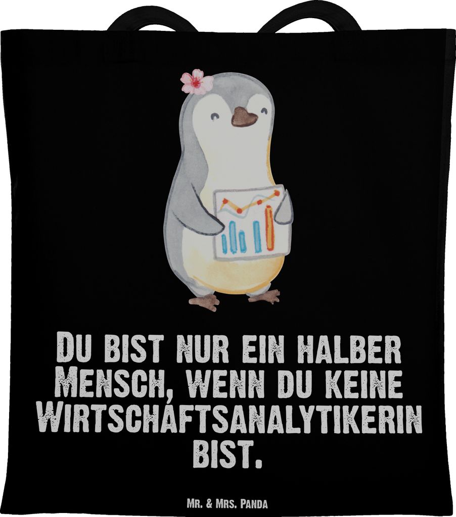 Mr. & Mrs. Panda Tote Bag Wirtschaftsanalytikerin Herz - Schwarz - Geschenk, dokumententasche, Tasche, totebag, festival, Schultasche, Shopping