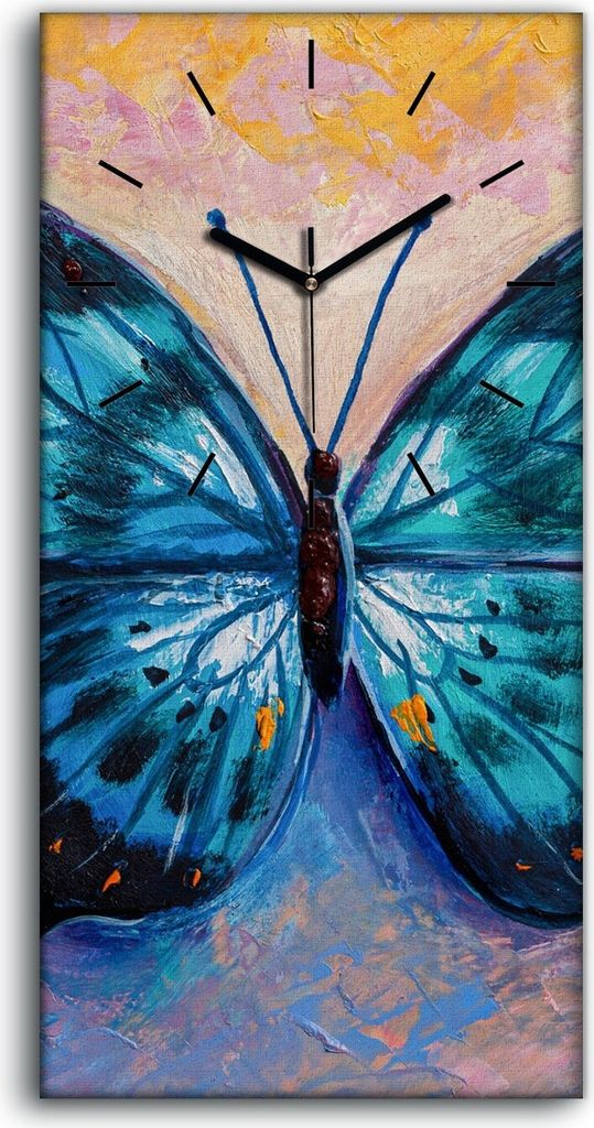 Dekor Leinwand Uhr Wandbilder 30x60 Gemälde Schmetterlings Insekt Bunte Kunst - schwarze Hände