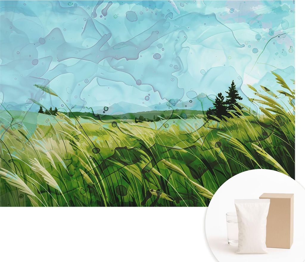 Fototapete - Wandbilder für Wohnzimmer - 208x146 cm - Dekorative Wandfolie - Modernes Design für Wanddekoration - Tapeten für Innenräume - Grü...