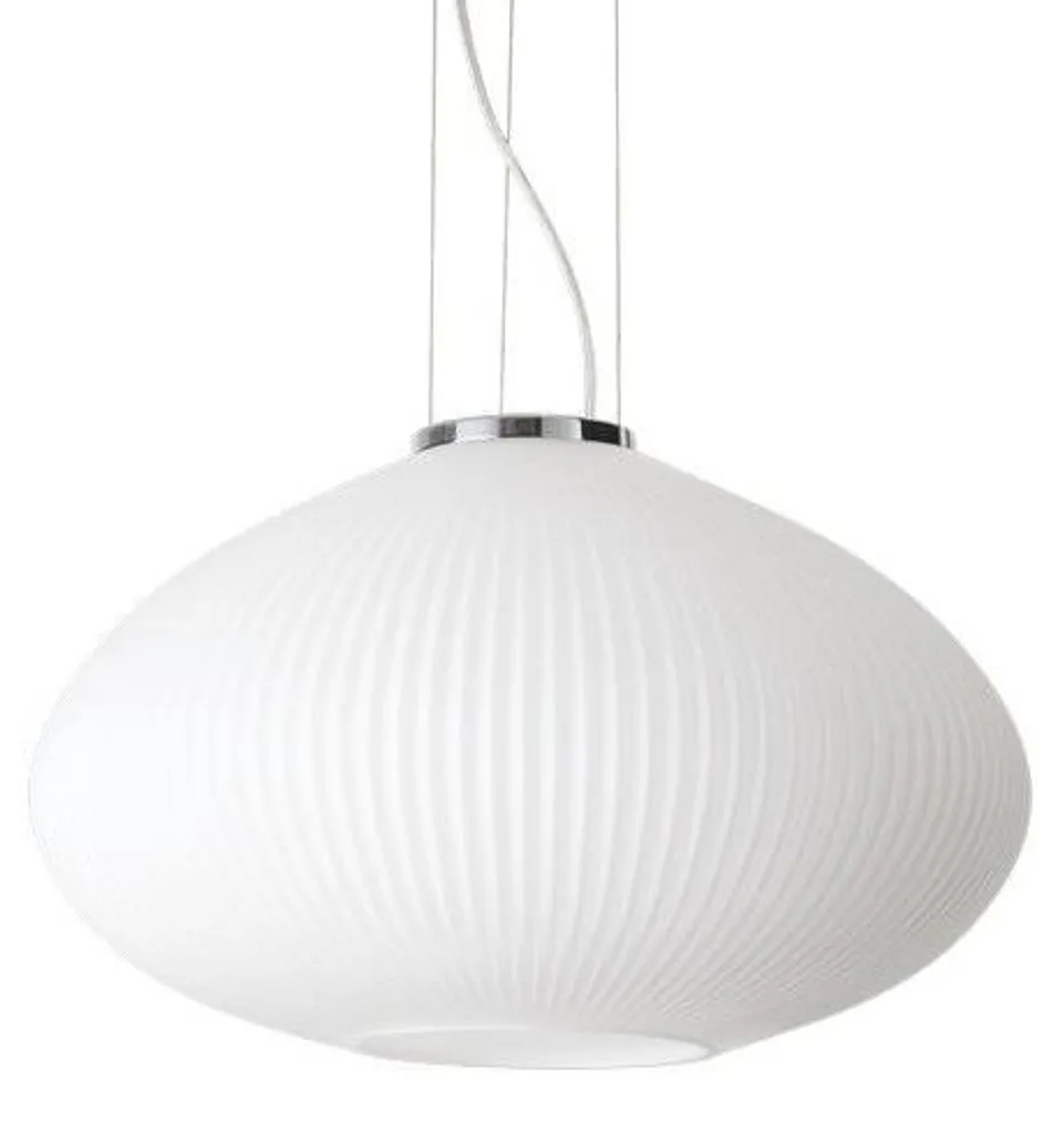 Lustre Suspension Design Plissé Blanc D45 pour Éclairage de Salon