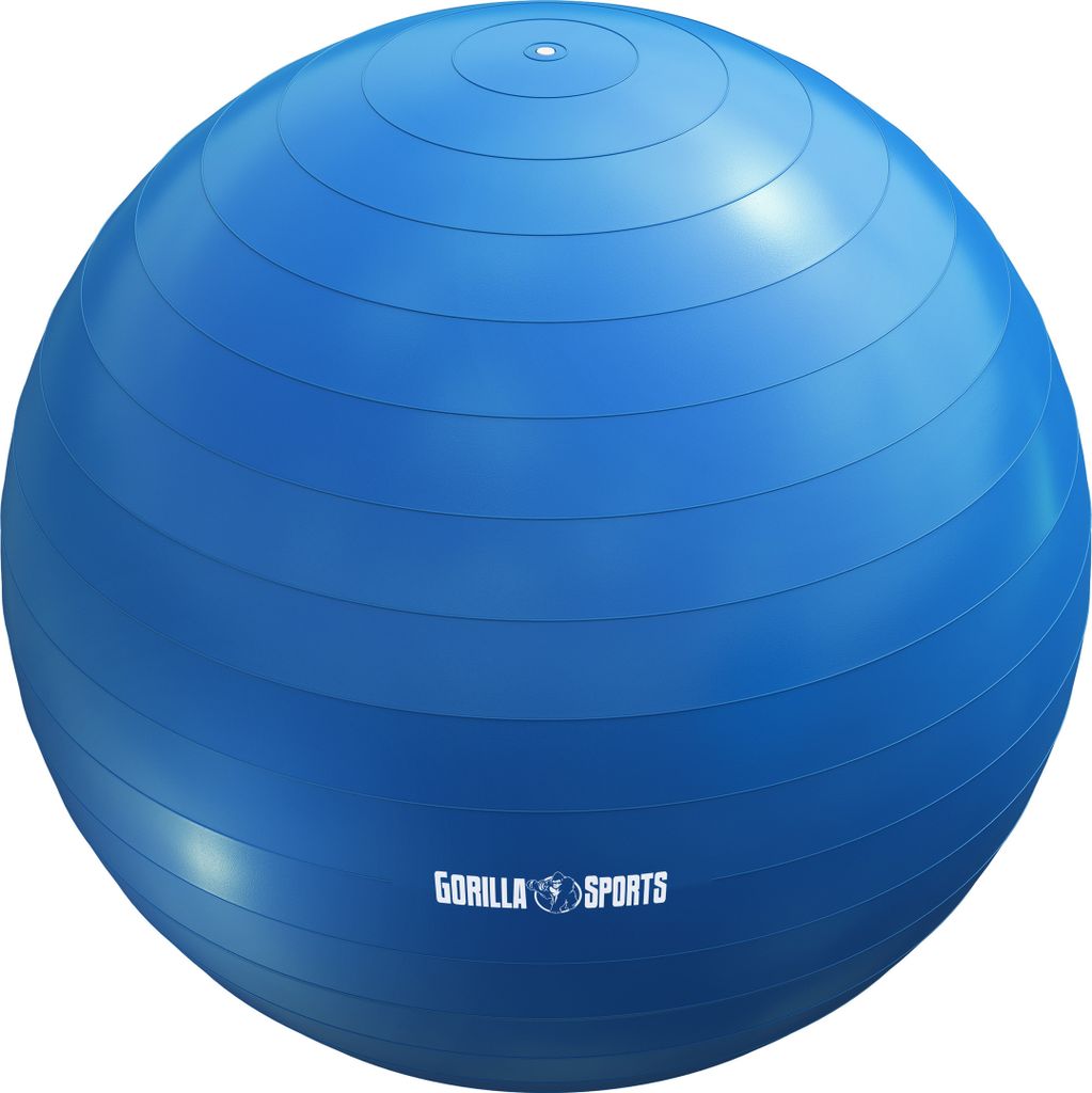 GORILLA SPORTS Gymnastikball - inkl. Luftpumpe, 75 cm, bis 500kg Belastbar, Anti-Burst, Rutschfest, Blau - Sitzball Büro, Yoga Ball, Balance Bal...