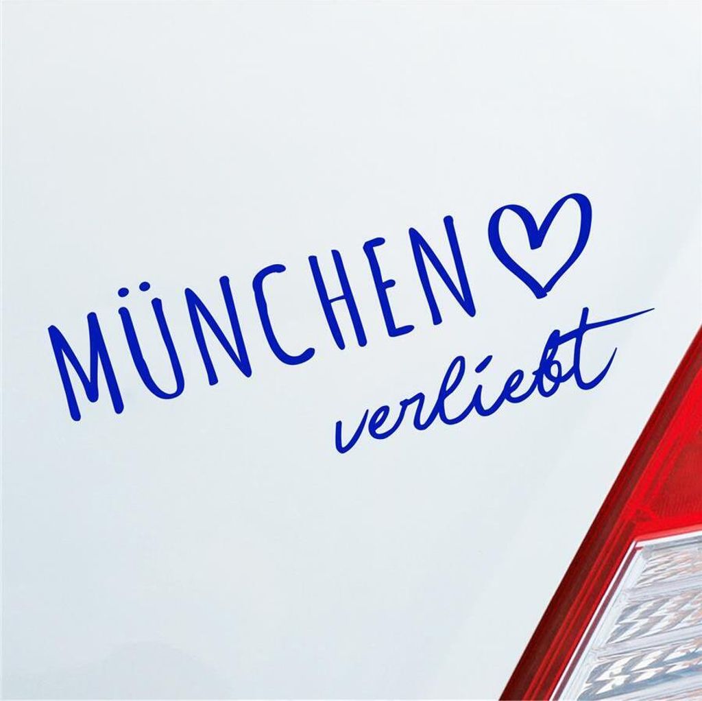 Auto Aufkleber München verliebt Herz Stadt Heimat Liebe Car 19x7 cm Dunkelblau Sticker Heckscheibenaufkleber