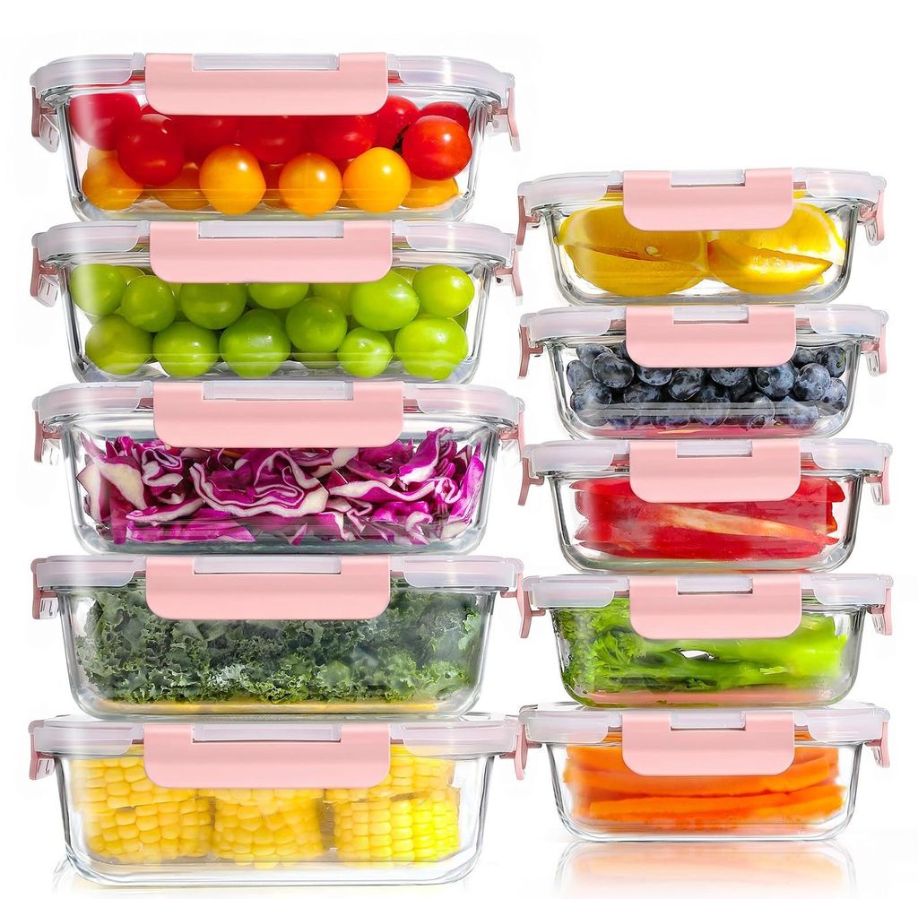 YASHE Boîtes en verre LN-10pcs-Pink, 10 pièces, 7,05 L Image du produit 