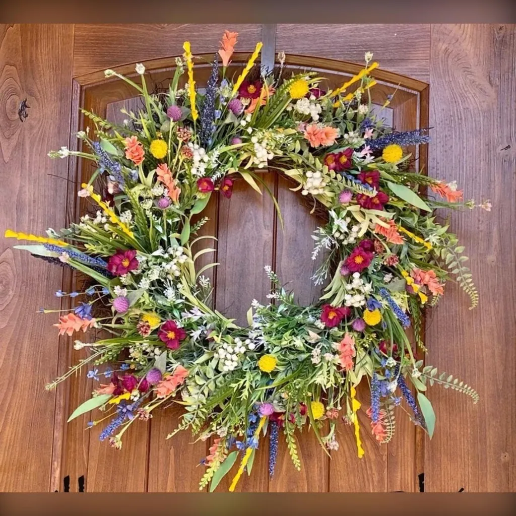 INF Couronne florale 35cm en polyester et polyuréthane multicolore - 3