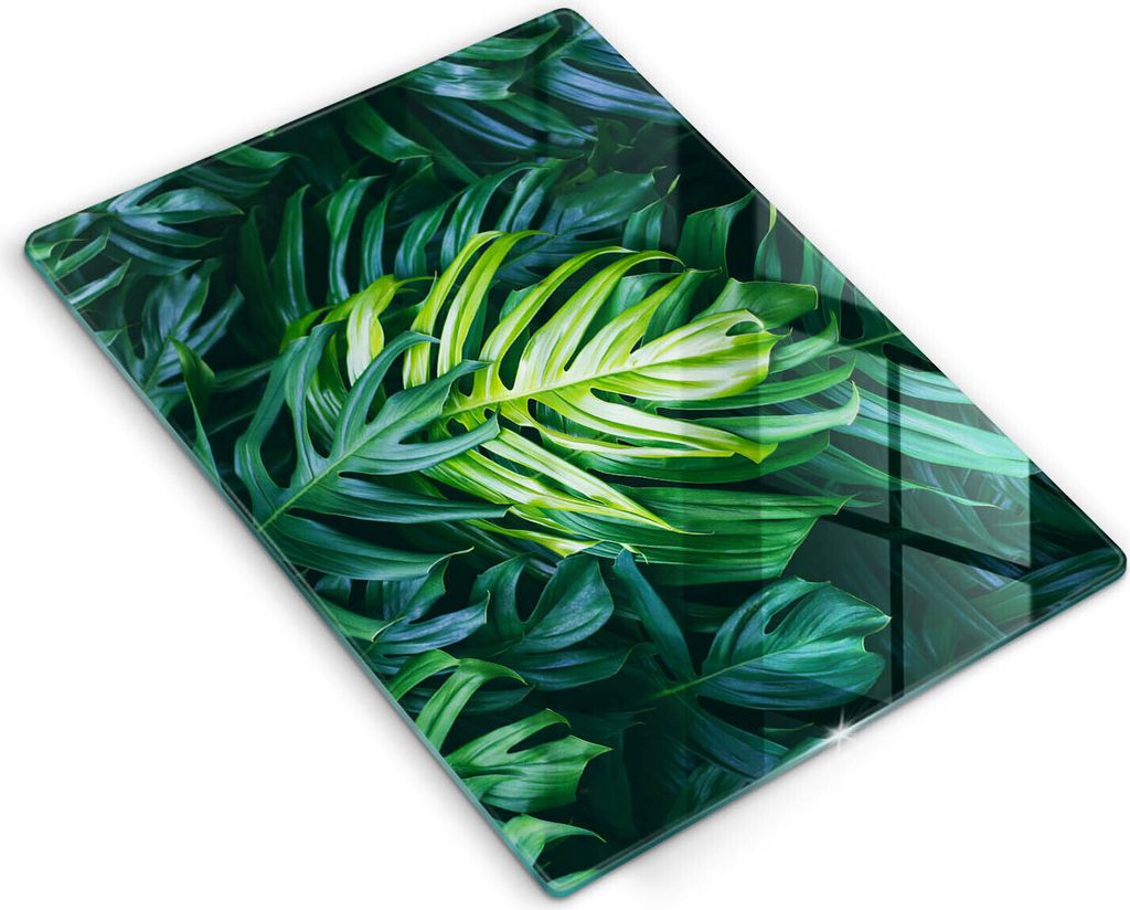 Abdeckung Glas - Küchenabdeckung - 40x52 cm - Abdeckplatte - Wilde Monstera-Blätter