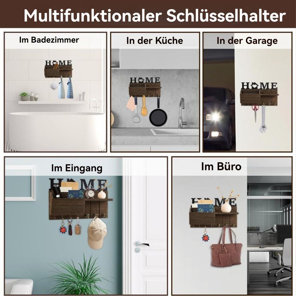 Schlüsselbrett, mit 7 Schlüsselhaken, Schlüsselhalter aus Produktbild 10