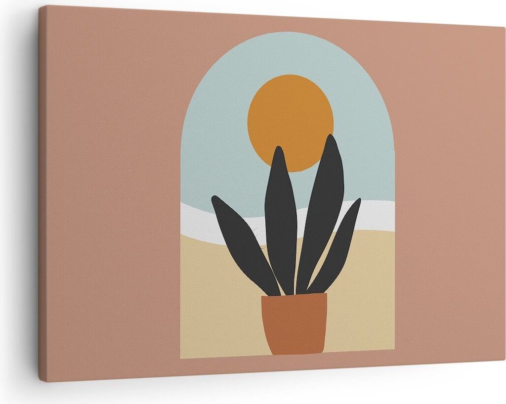 Bild auf Leinwand - Leinwandbild - Einteilig - Minimalistisch Fenster Blume - 70x50cm - Wand Bild - Wanddeko - Wandbilder - Leinwanddruck - Bilder ...