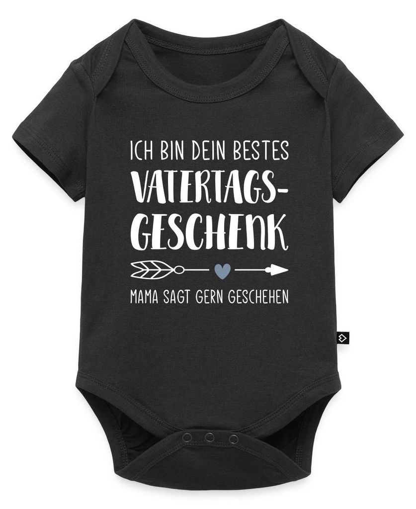 Spreadshirt Ich Bin Dein Bestes Vatertagsgeschenk Mama Sagt Gern Geschehen Kurzarm Tages Baby Body, 86 (12-18 M.), Schwarz