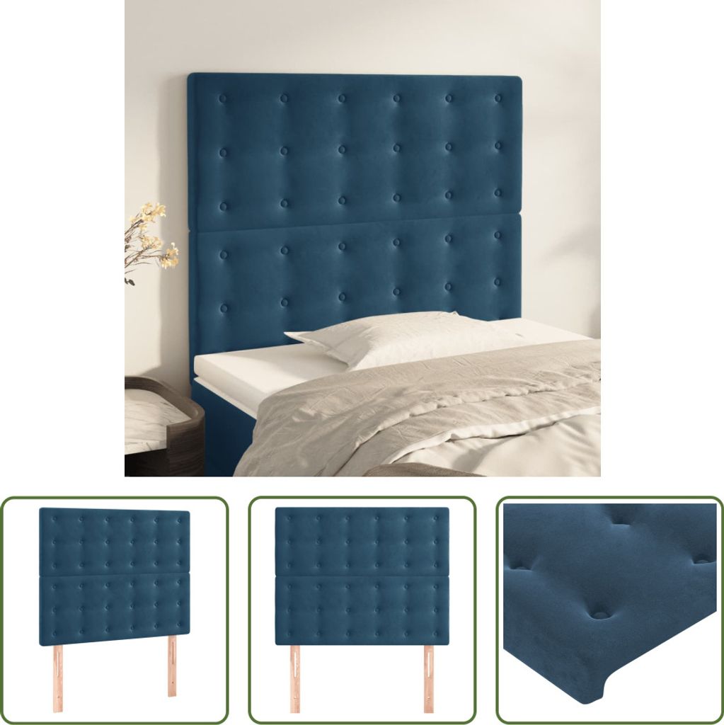 The Living Store Kopfteile 2 Stk. Dunkelblau 100x5x78/88 cm Samt