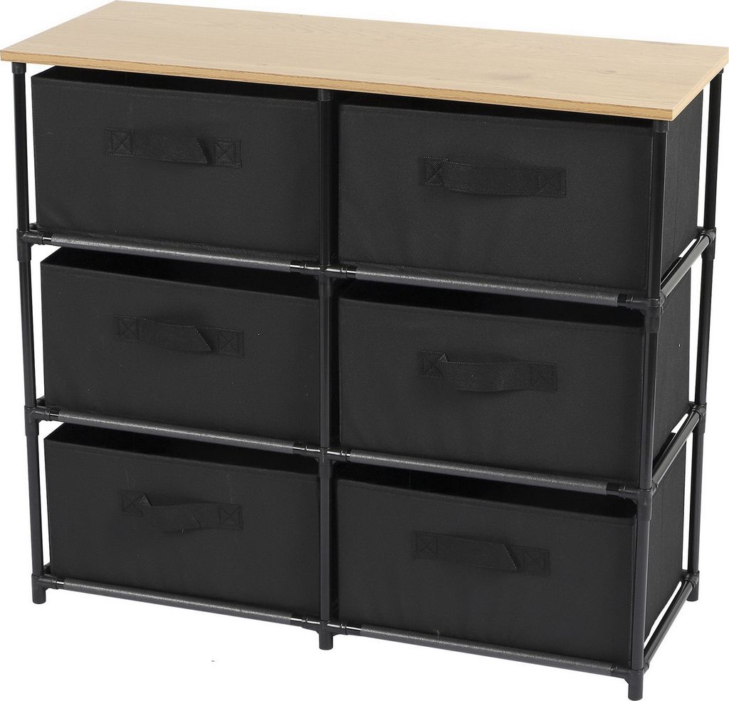 DOCHTMANN Scaffale con contenitori nero 6 ripiani Immagine del prodotto 