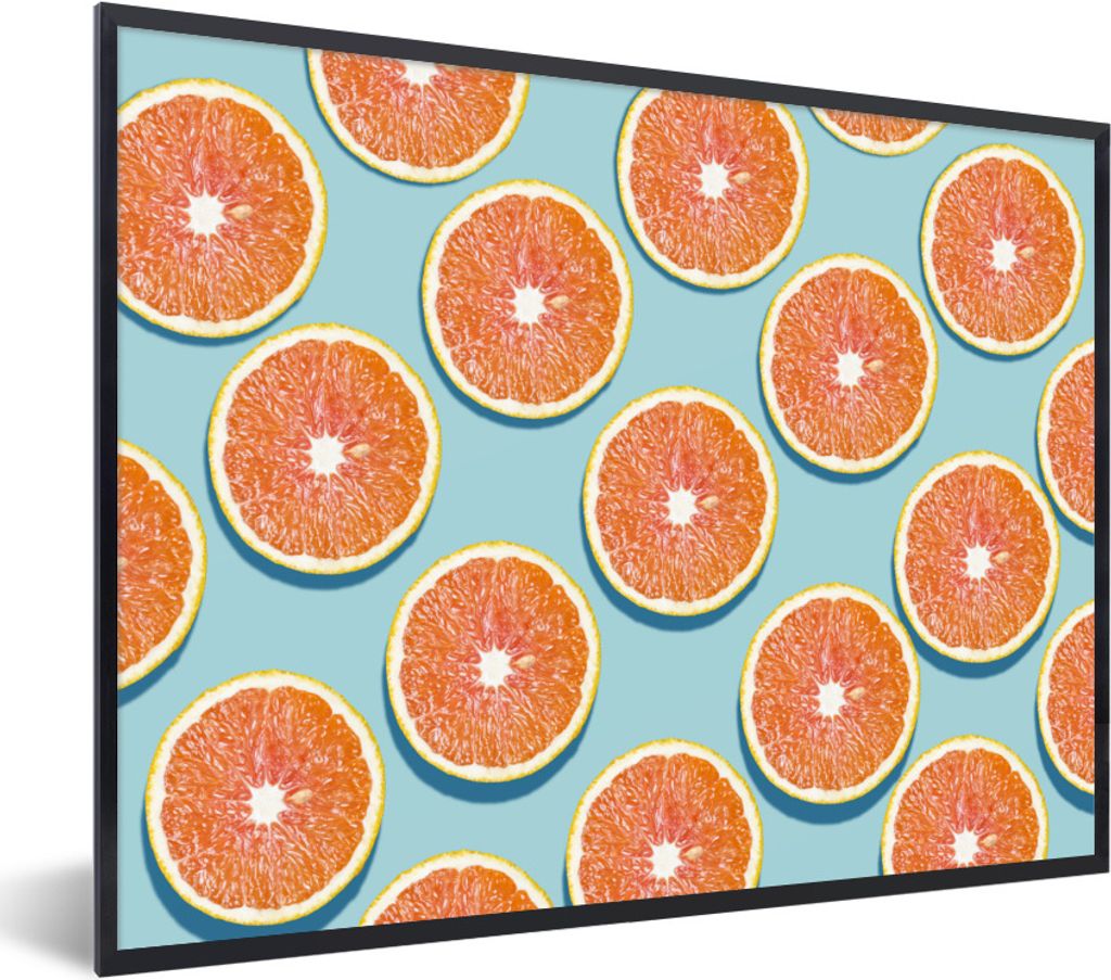 MuchoWow Gerahmtes Poster Orange - Sommer - Blau 40x30 cm - Poster mit Schwarzem Bilderrahmen Wandposter Rahmen Foto Bilder - Kunstposter - Wandd...