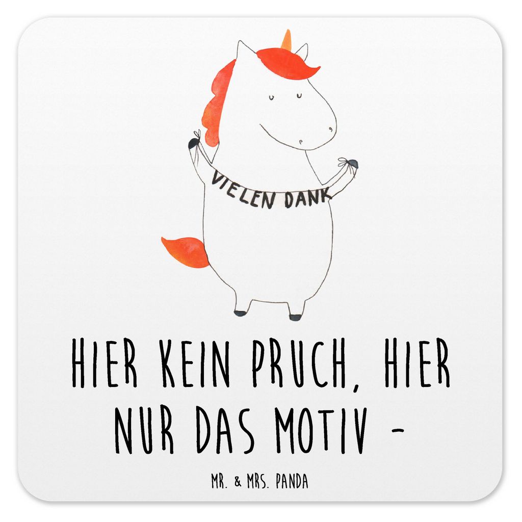 Mr. & Mrs. Panda Untersetzer für Gläser Einhorn Dankeschön 6er Set - Weiß - Geschenk, Tischuntersetzer, Coaster, Vielen Dank, Danksagung, Motiv...