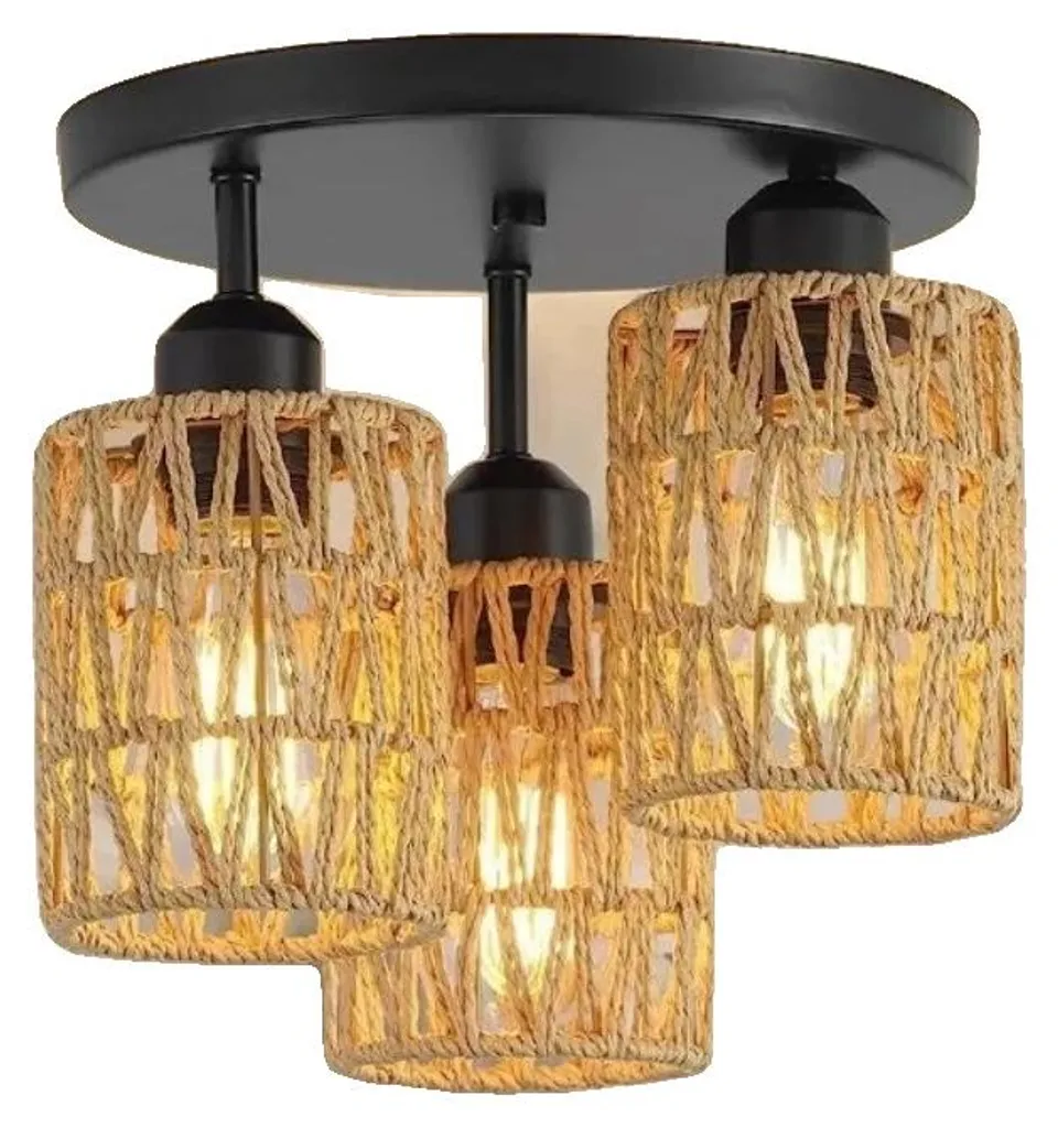 Plafonnier style rotin pour salon et cuisine - Ambiance cosy naturelle