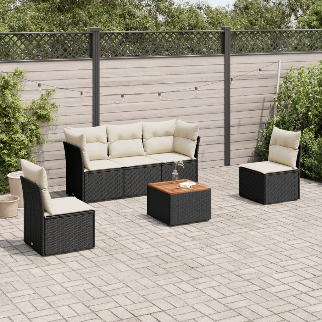 Maison Exclusive - 6-tlg. Garten-Sofagarnitur mit Kissen Schwarz Poly Rattan