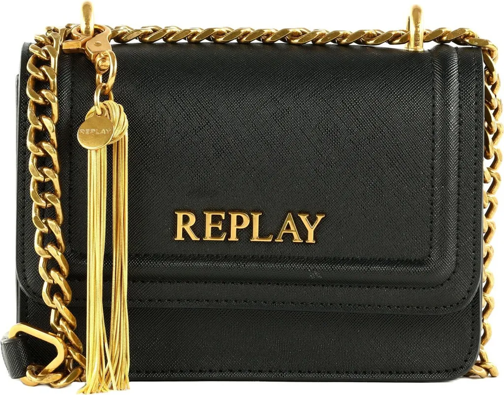Replay Crossbody Bag Black Gold - Borsa Tracolla Donna Rock-Chic